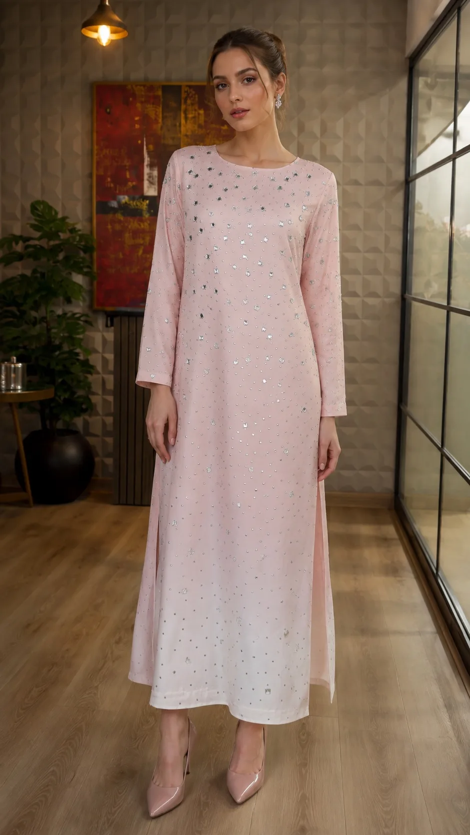 Blush Crystal Ombre Dress