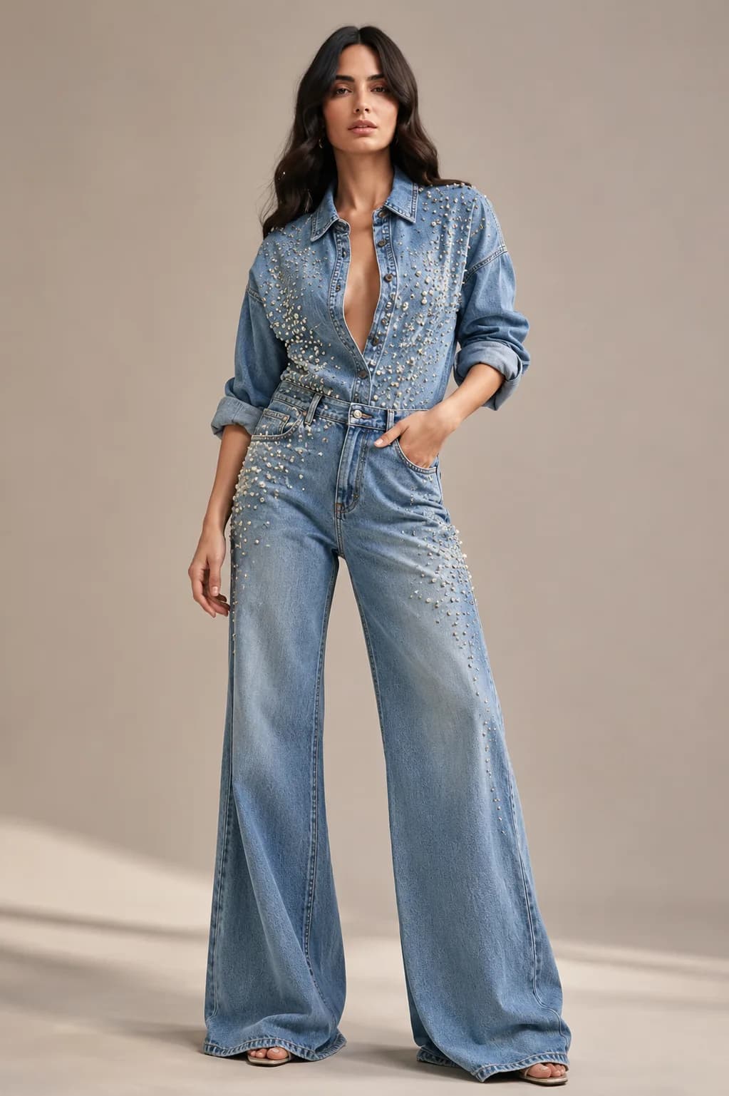 Luxe Pearl Denim Co-Ord
