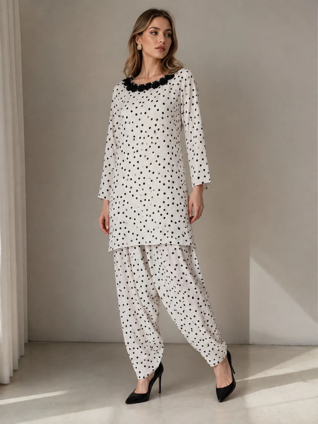 Monochrome Polka Charm