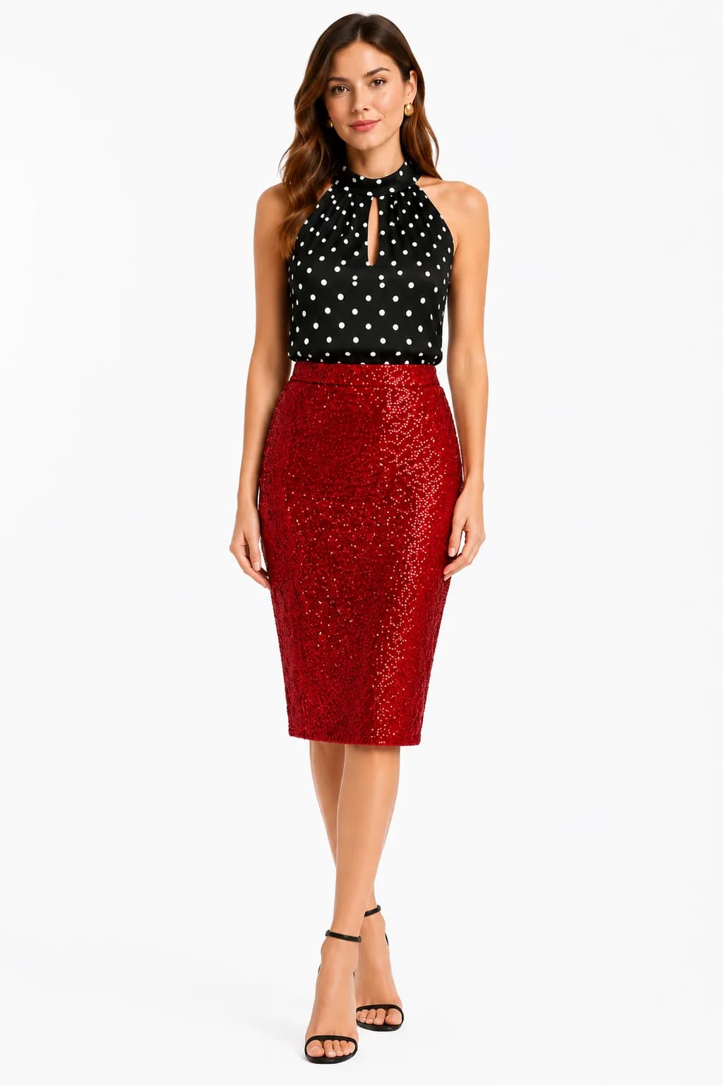 Midnight Polka Dot & Ruby Sequin Ensemble