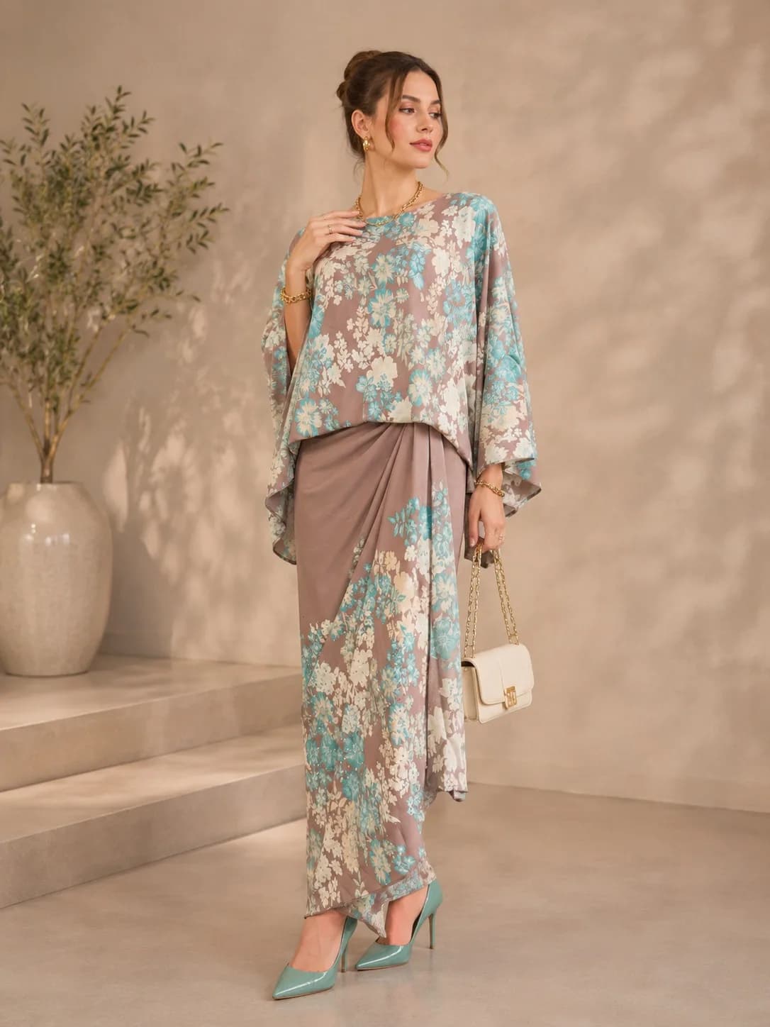 Pastel Bloom Kaftan Dress