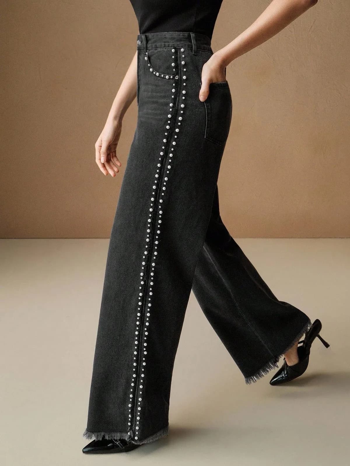 Midnight Studded Denim Pants