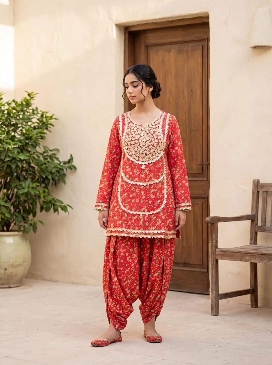 Crimson Floral Festive Set